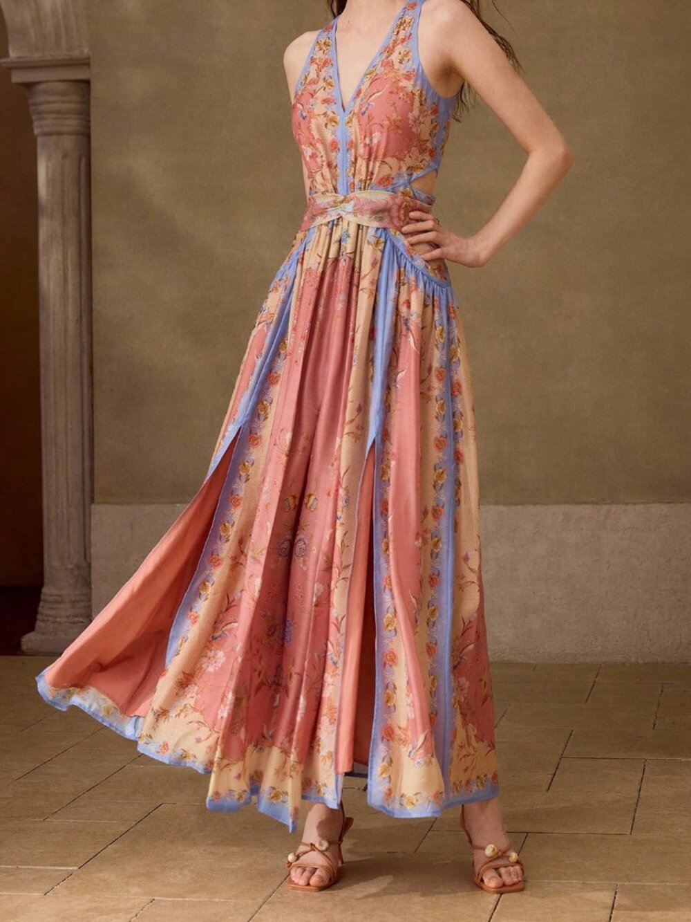 Multicolor Boho Women's Regular Fit Long Dress - Picture 3 of 6